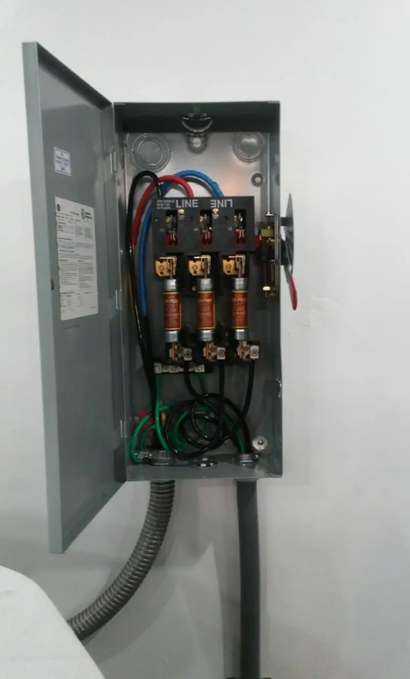 Three-phase disconnect switch installed for Smoke Detector Installation in North Elba